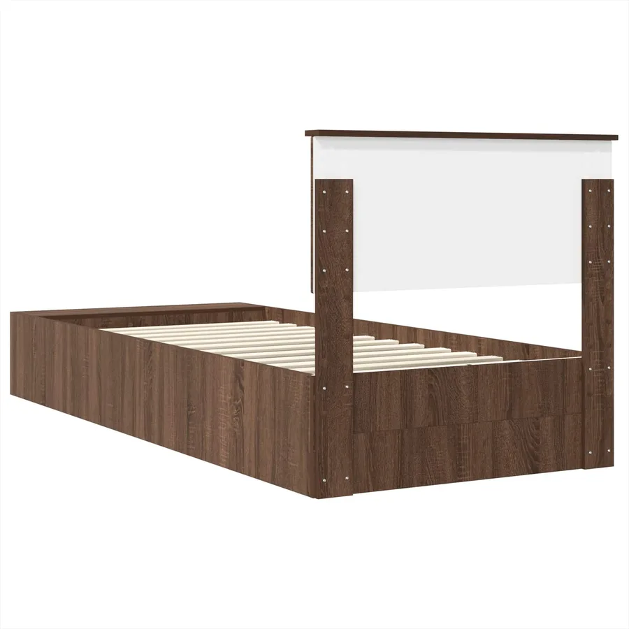 Cadre de lit Chêne brun 75 x 190 cm Bois d'ingénierie - 9