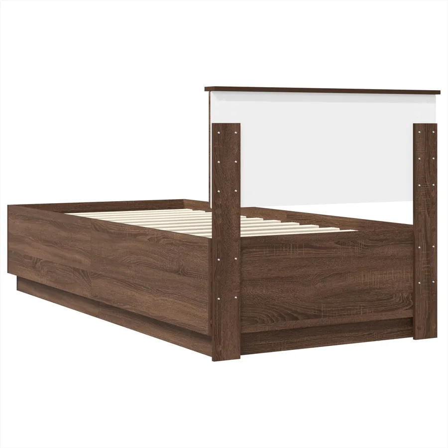 Cadre de lit Chêne brun 70 x 190 cm Bois d'ingénierie - 10