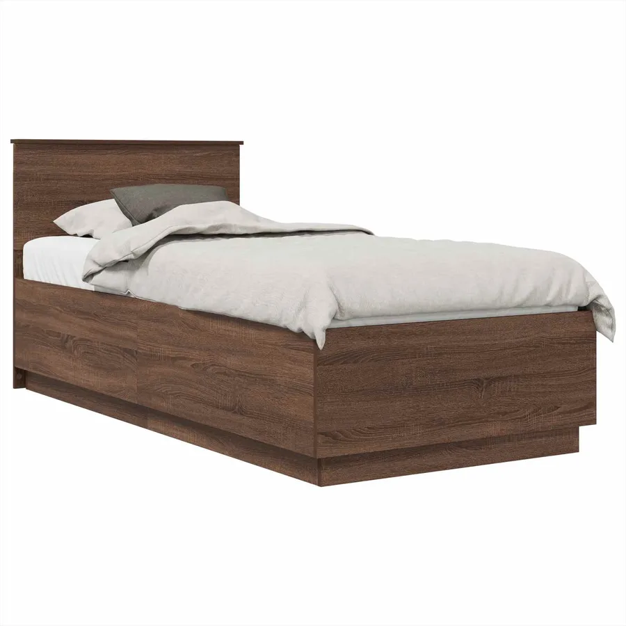 Cadre de lit Chêne brun 70 x 190 cm Bois d'ingénierie - 3