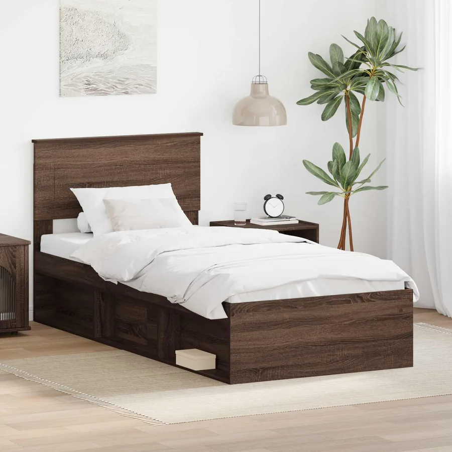 Cadre de lit Chêne brun 75 x 190 cm Bois d'ingénierie