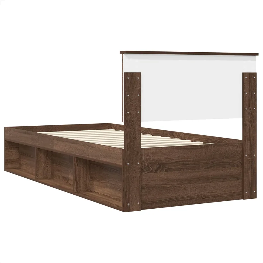 Cadre de lit Chêne brun 75 x 190 cm Bois d'ingénierie - 9