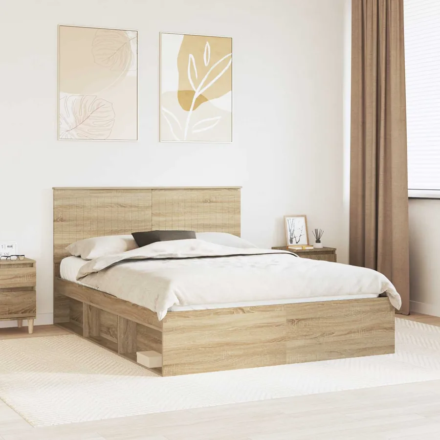 Cadre de lit Chêne Sonoma 150 x 200 cm Bois de pin massif