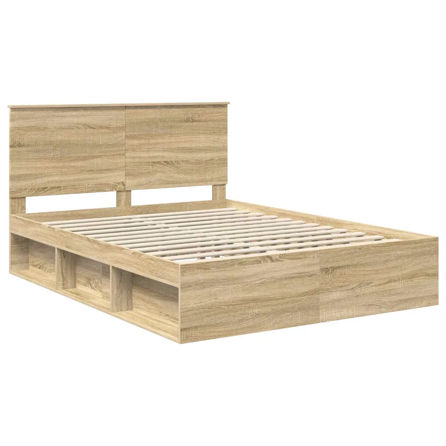 Cadre de lit Chêne Sonoma 150 x 200 cm Bois de pin massif - 4