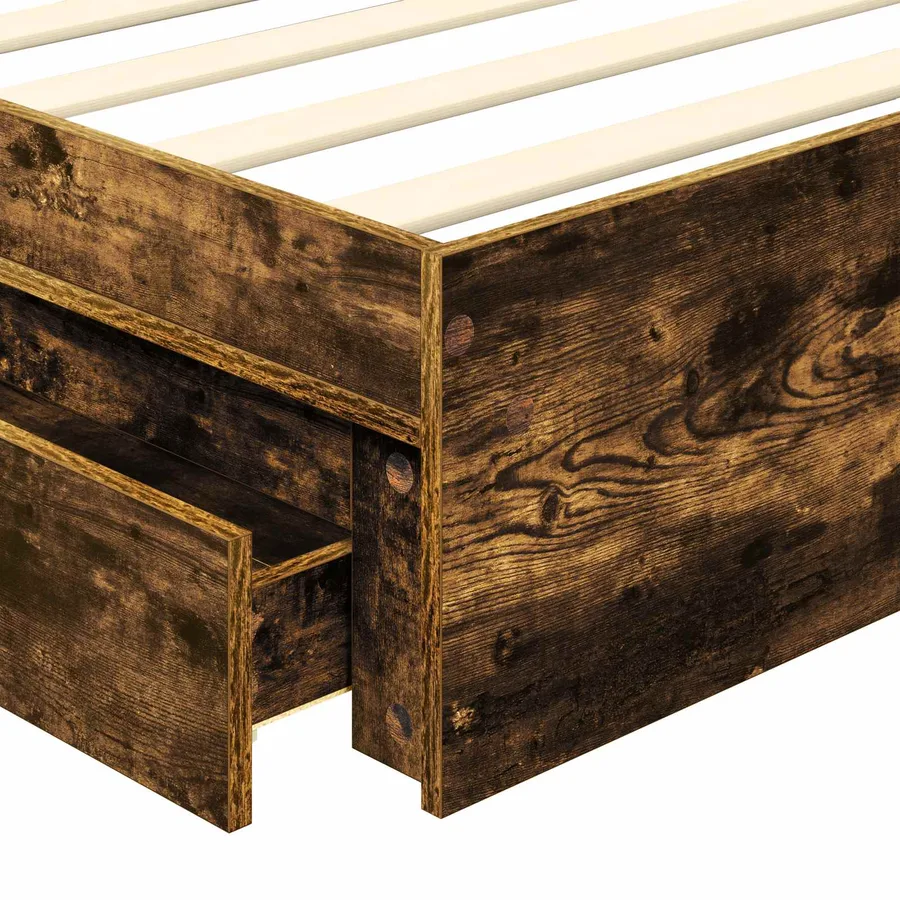 Lit de Rangement Chêne fumé 75 x 190 cm Bois d'ingénierie - 11