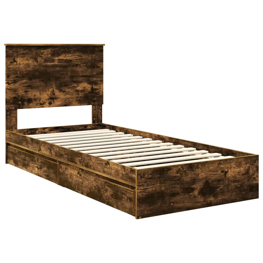 Lit de Rangement Chêne fumé 75 x 190 cm Bois d'ingénierie - 4