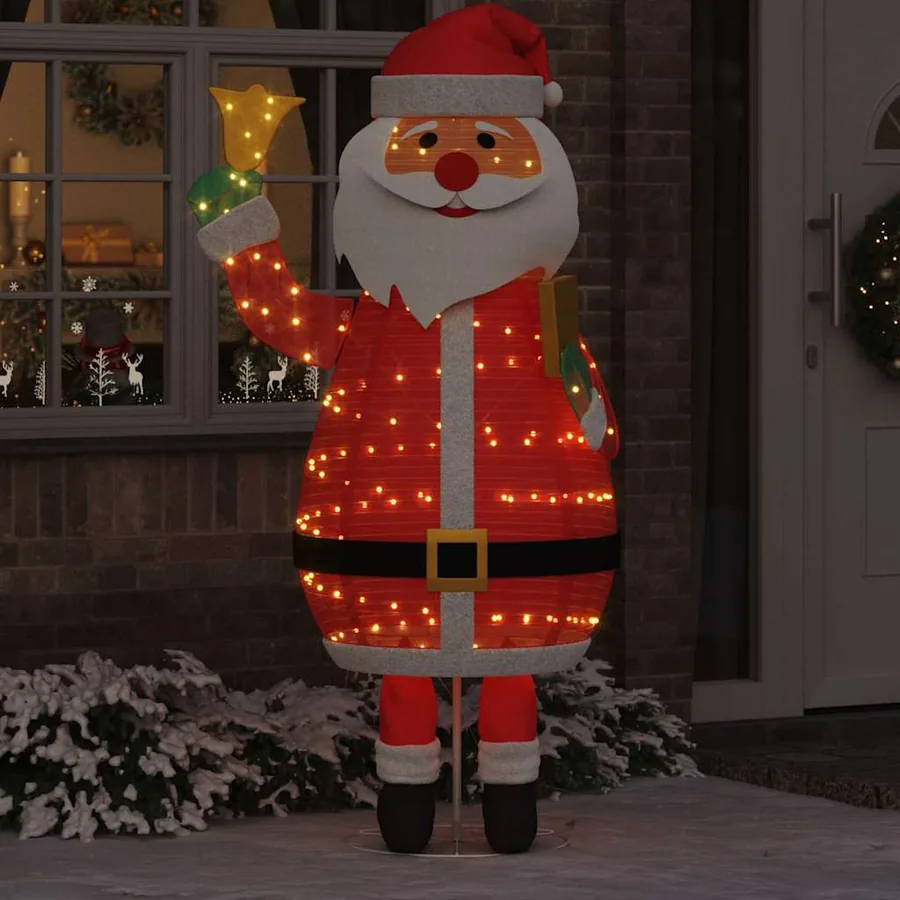 Père Noël de Noël avec 200 LED Blanc chaud 100 x 180 cm tissu