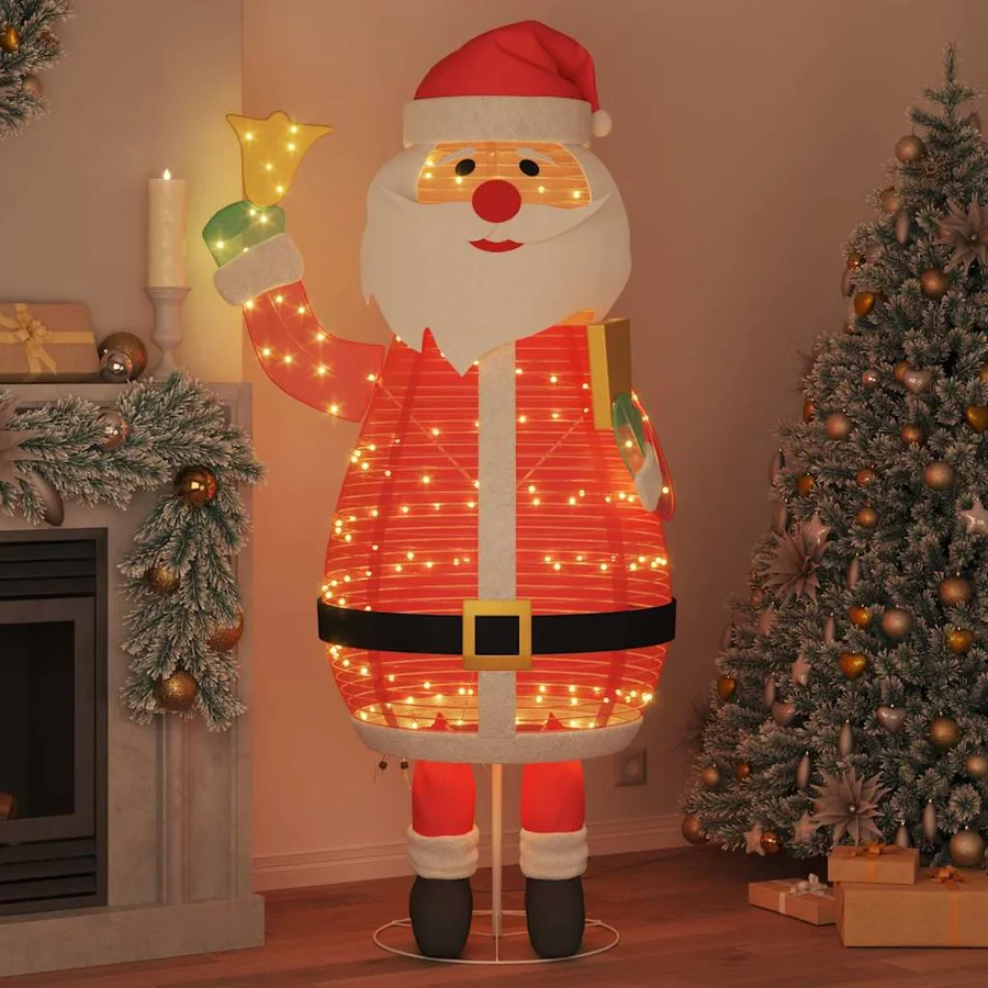 Père Noël de Noël avec 200 LED Blanc chaud 100 x 180 cm tissu - 3
