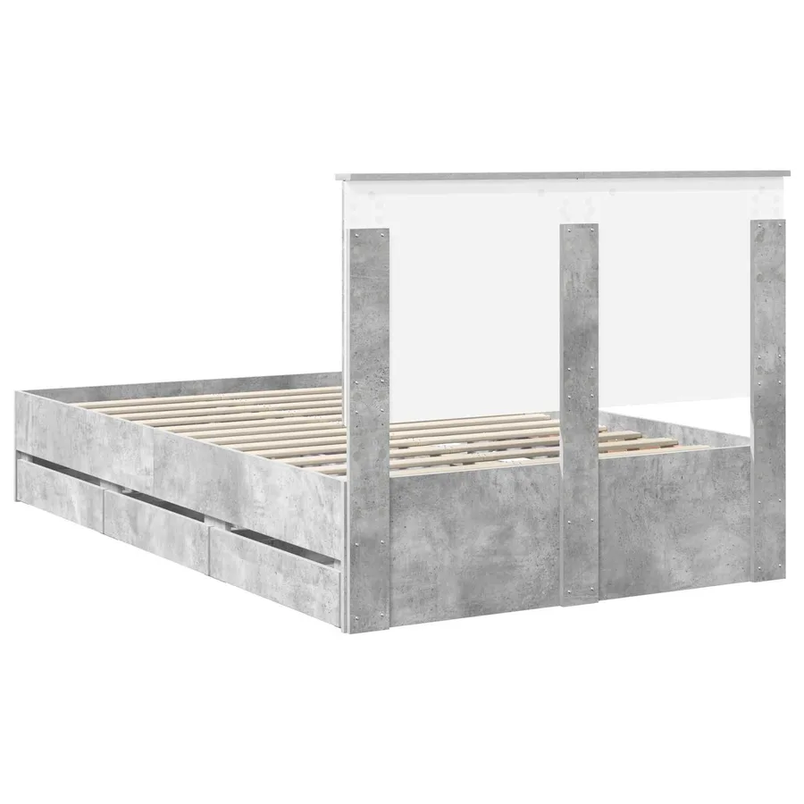 Cadre de lit Gris béton 135 x 190 cm Bois Ingénierie - 8