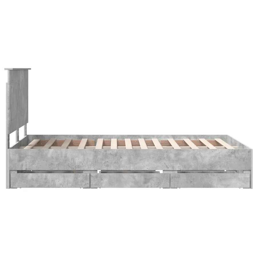 Cadre de lit Gris béton 135 x 190 cm Bois Ingénierie - 9
