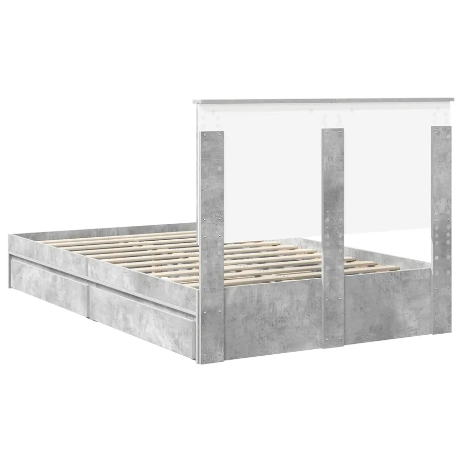 Lit de Rangement Gris béton 135 x 190 cm Bois d'ingénierie - 10