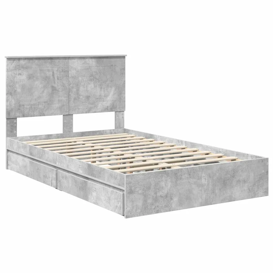 Lit de Rangement Gris béton 135 x 190 cm Bois d'ingénierie - 4