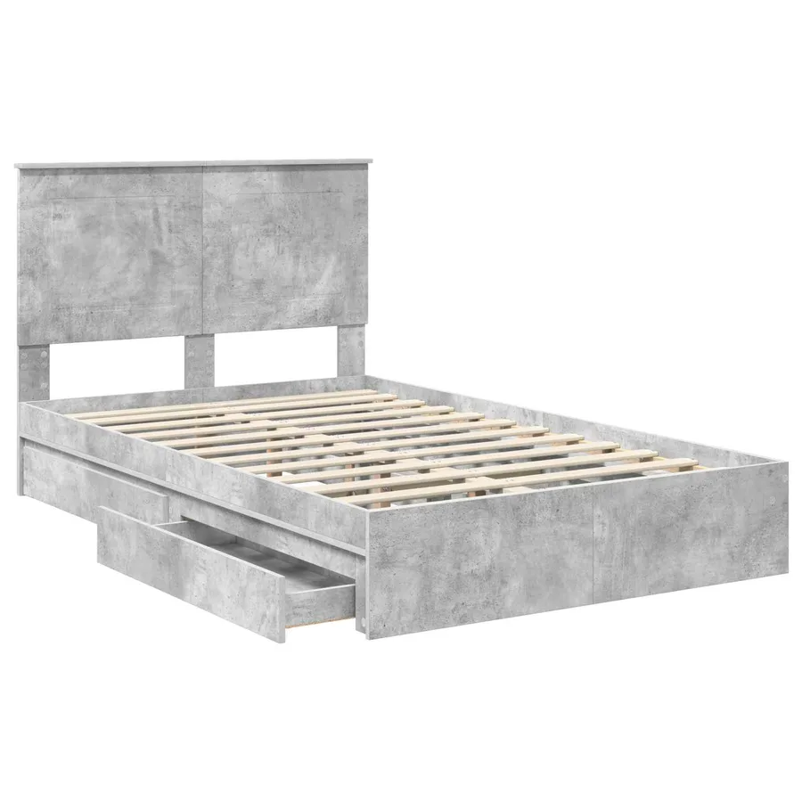 Lit de Rangement Gris béton 135 x 190 cm Bois d'ingénierie - 5