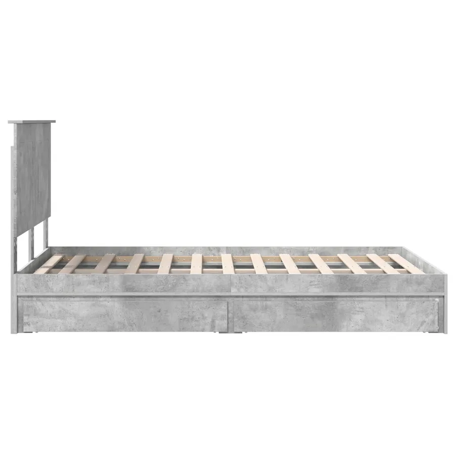 Lit de Rangement Gris béton 135 x 190 cm Bois d'ingénierie - 9