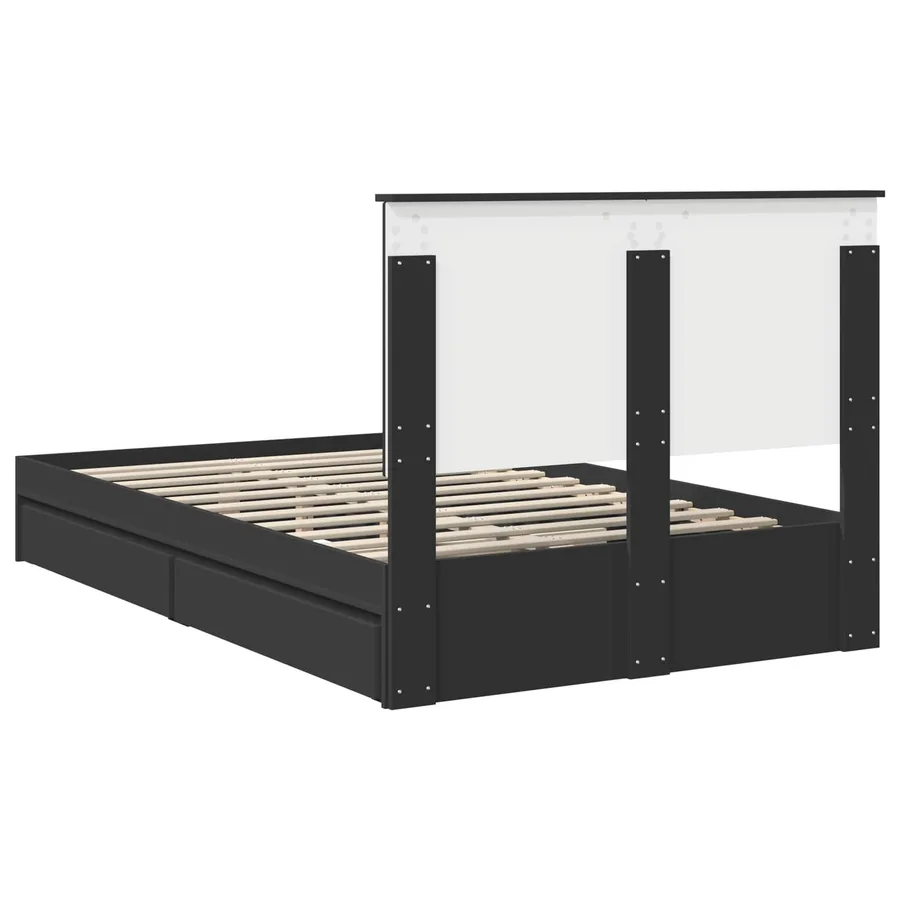 Lit de Rangement Noir 135 x 190 cm Bois d'ingénierie - 10