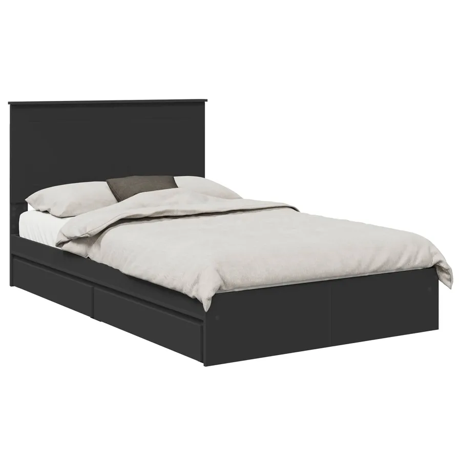 Lit de Rangement Noir 135 x 190 cm Bois d'ingénierie - 2