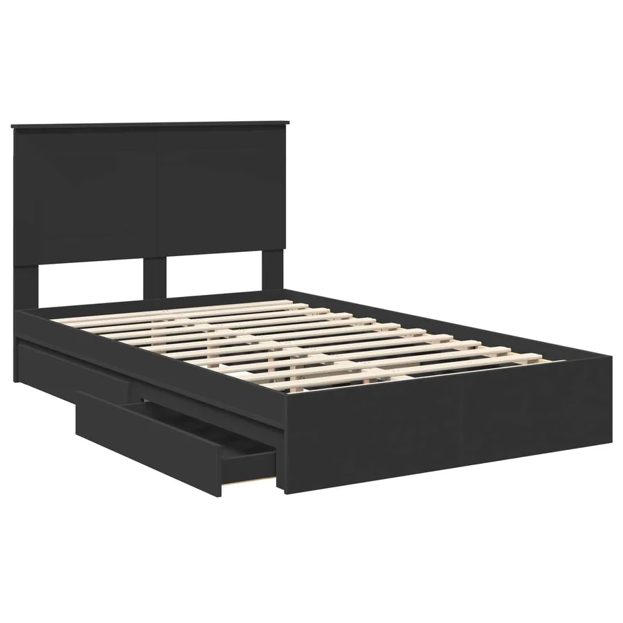 Lit de Rangement Noir 135 x 190 cm Bois d'ingénierie - 5