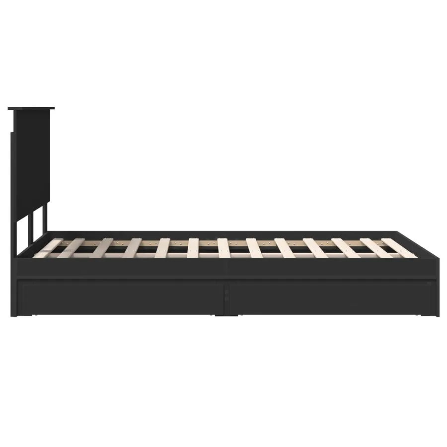 Lit de Rangement Noir 135 x 190 cm Bois d'ingénierie - 9