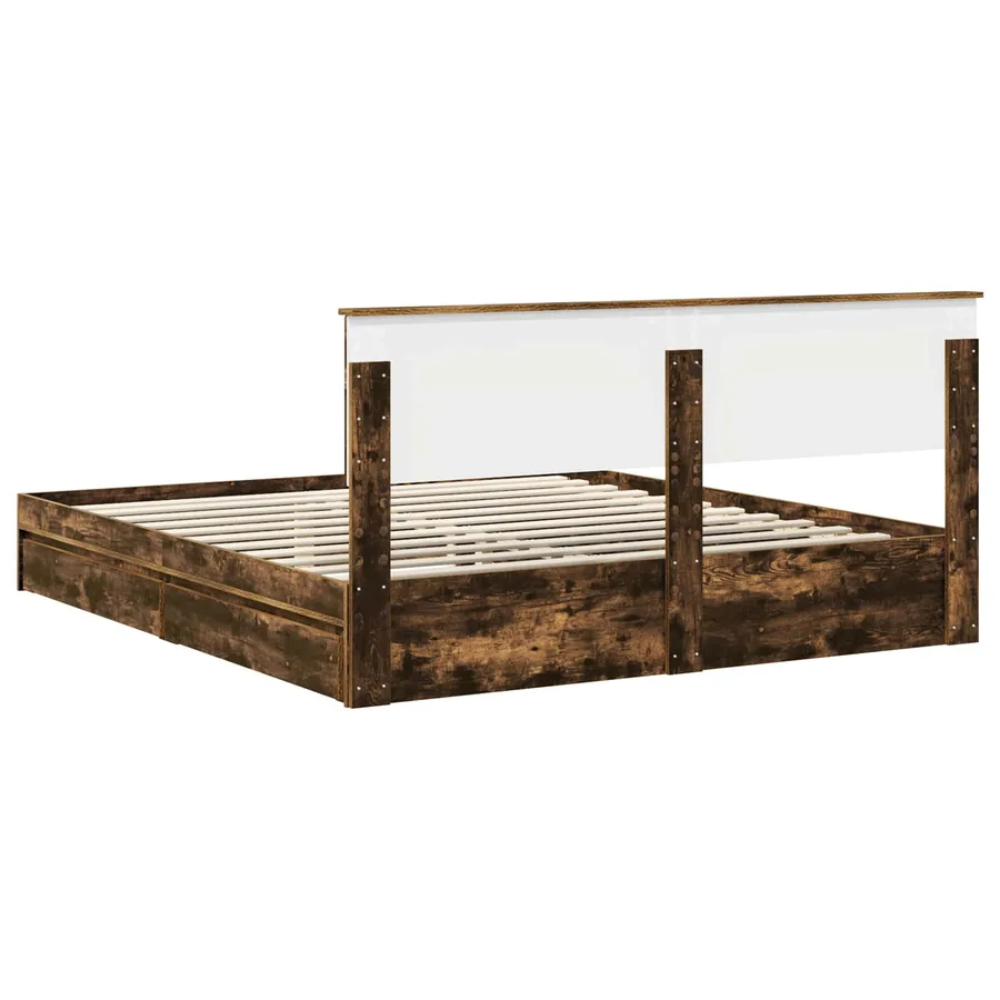 Lit de Rangement Chêne fumé 180 x 200 cm Bois d'ingénierie - 10