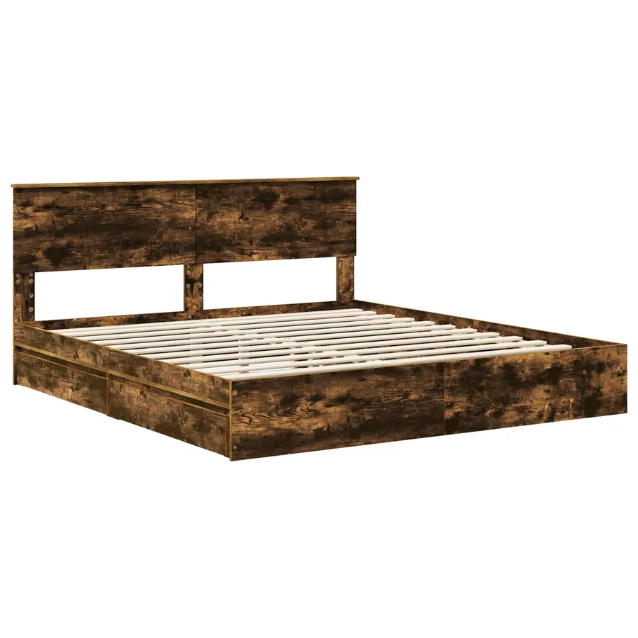 Lit de Rangement Chêne fumé 180 x 200 cm Bois d'ingénierie - 4