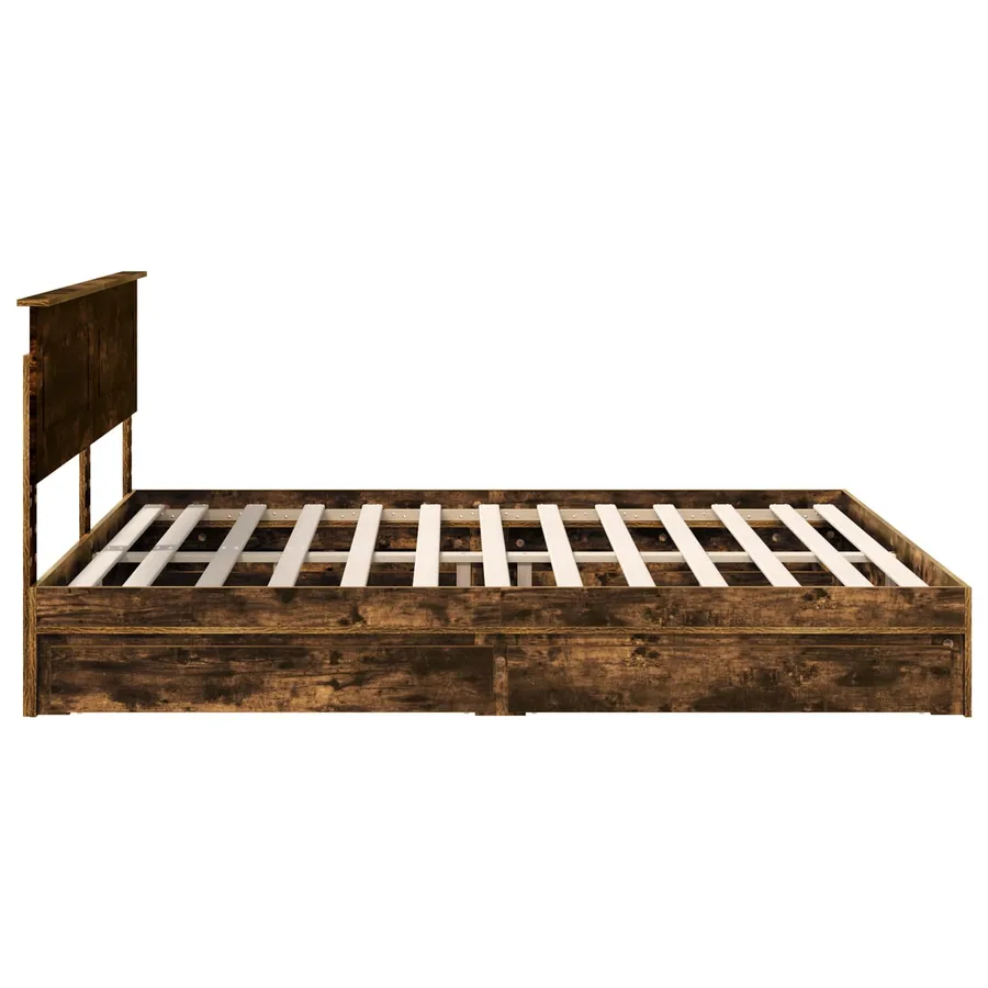 Lit de Rangement Chêne fumé 180 x 200 cm Bois d'ingénierie - 9