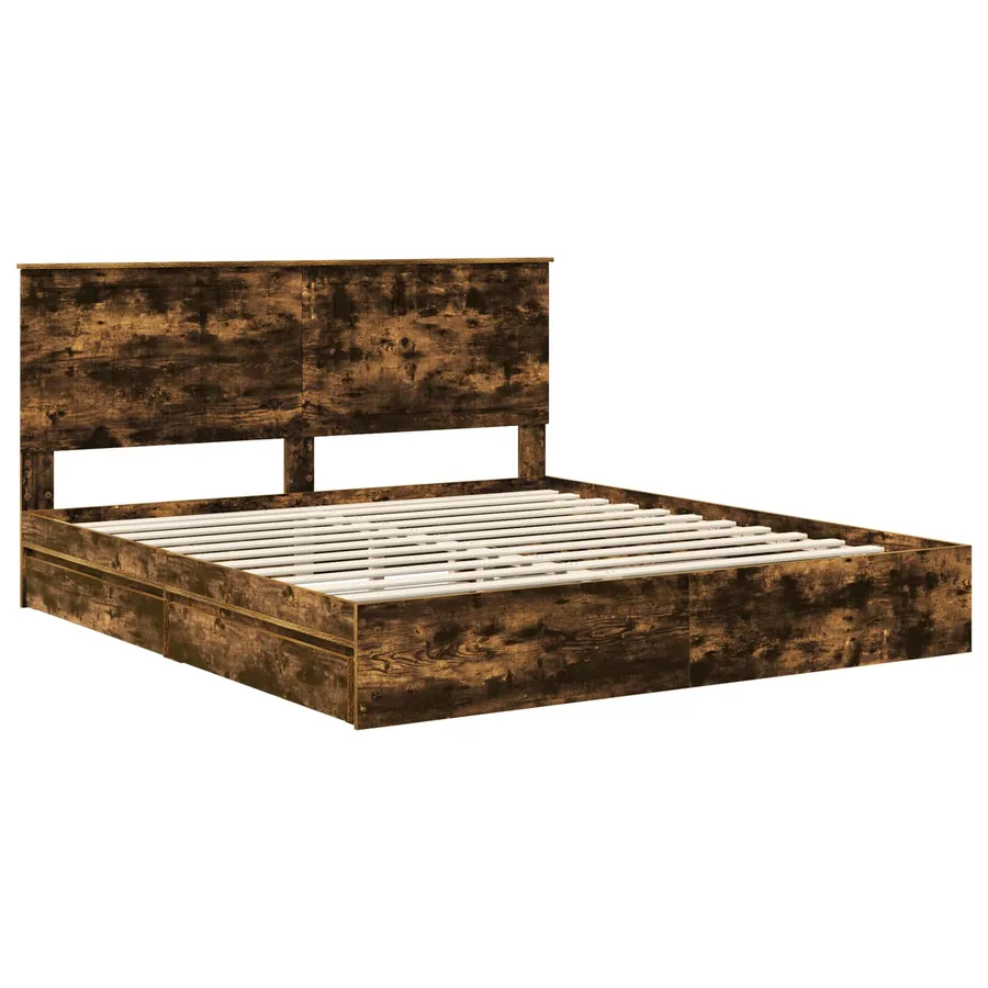 Lit de Rangement Chêne fumé 180 x 200 cm Bois d'ingénierie - 4