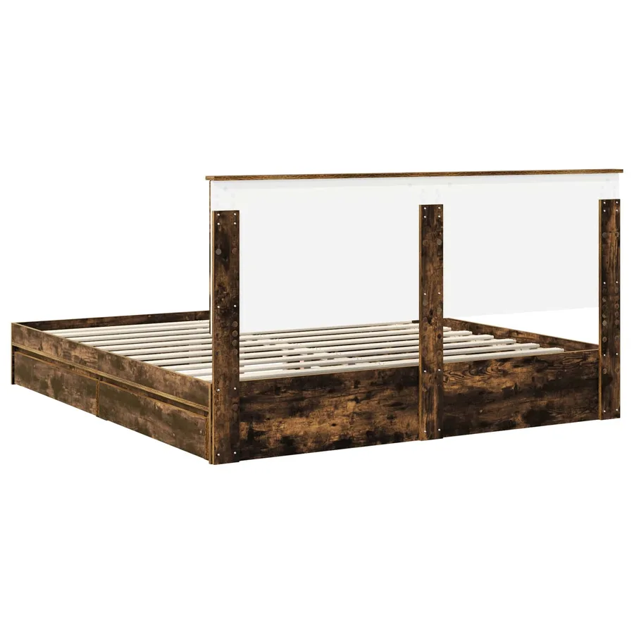 Lit de Rangement Chêne fumé 180 x 200 cm Bois d'ingénierie - 8