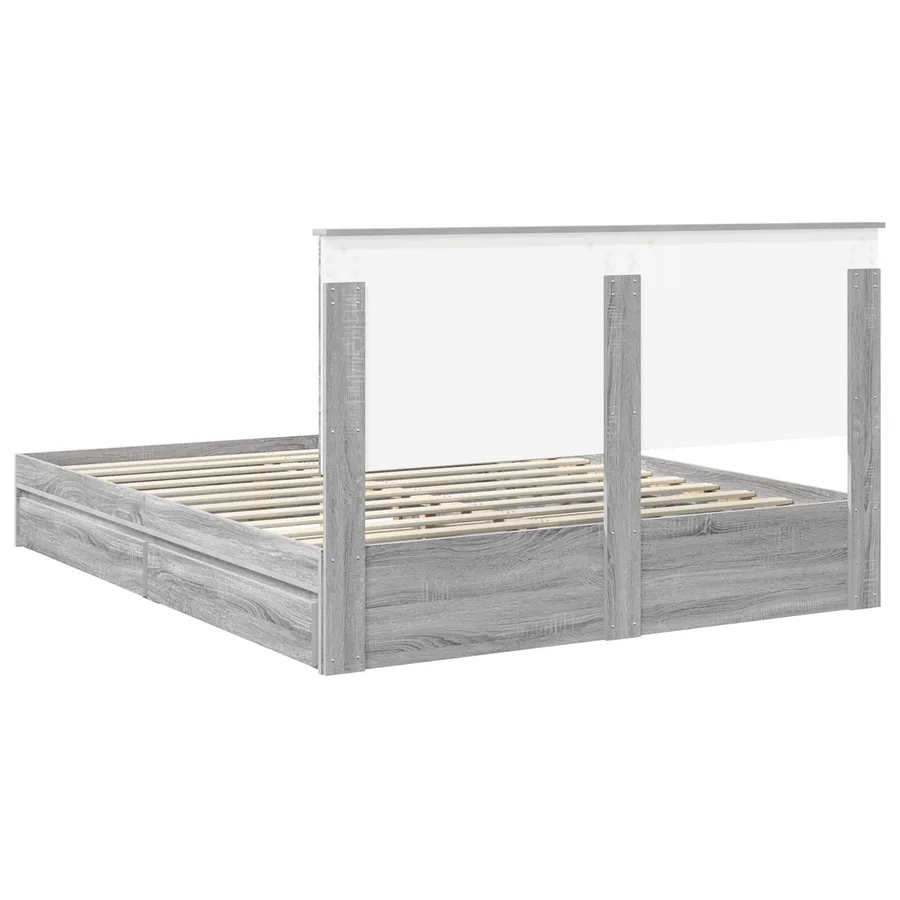 Lit de Rangement Gris Sonoma 160 x 200 cm Bois d'ingénierie - 10