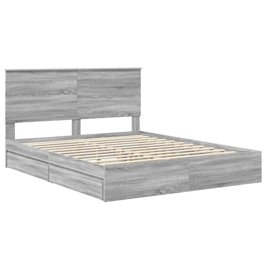 Lit de Rangement Gris Sonoma 160 x 200 cm Bois d'ingénierie - 4