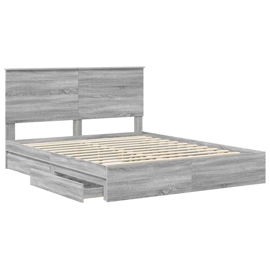 Lit de Rangement Gris Sonoma 160 x 200 cm Bois d'ingénierie - 5