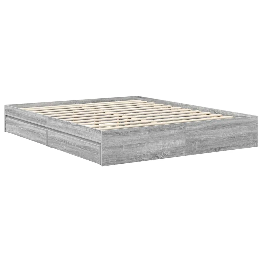 Lit de Rangement Gris Sonoma 160 x 200 cm Bois d'ingénierie - 6