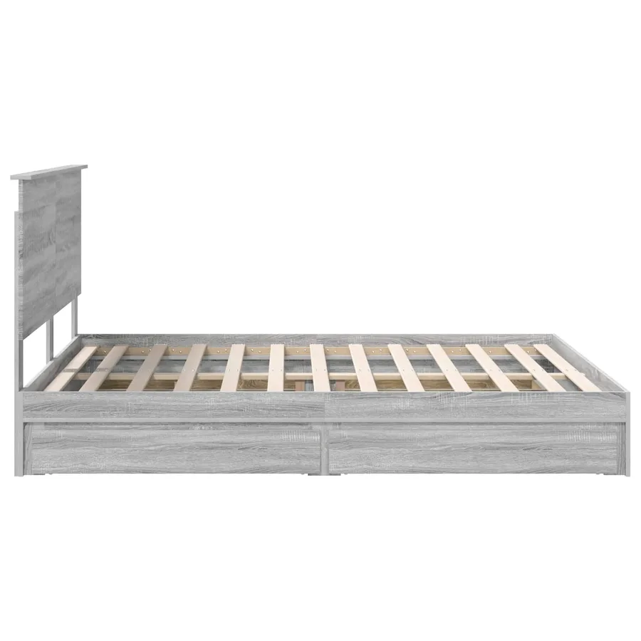 Lit de Rangement Gris Sonoma 160 x 200 cm Bois d'ingénierie - 9