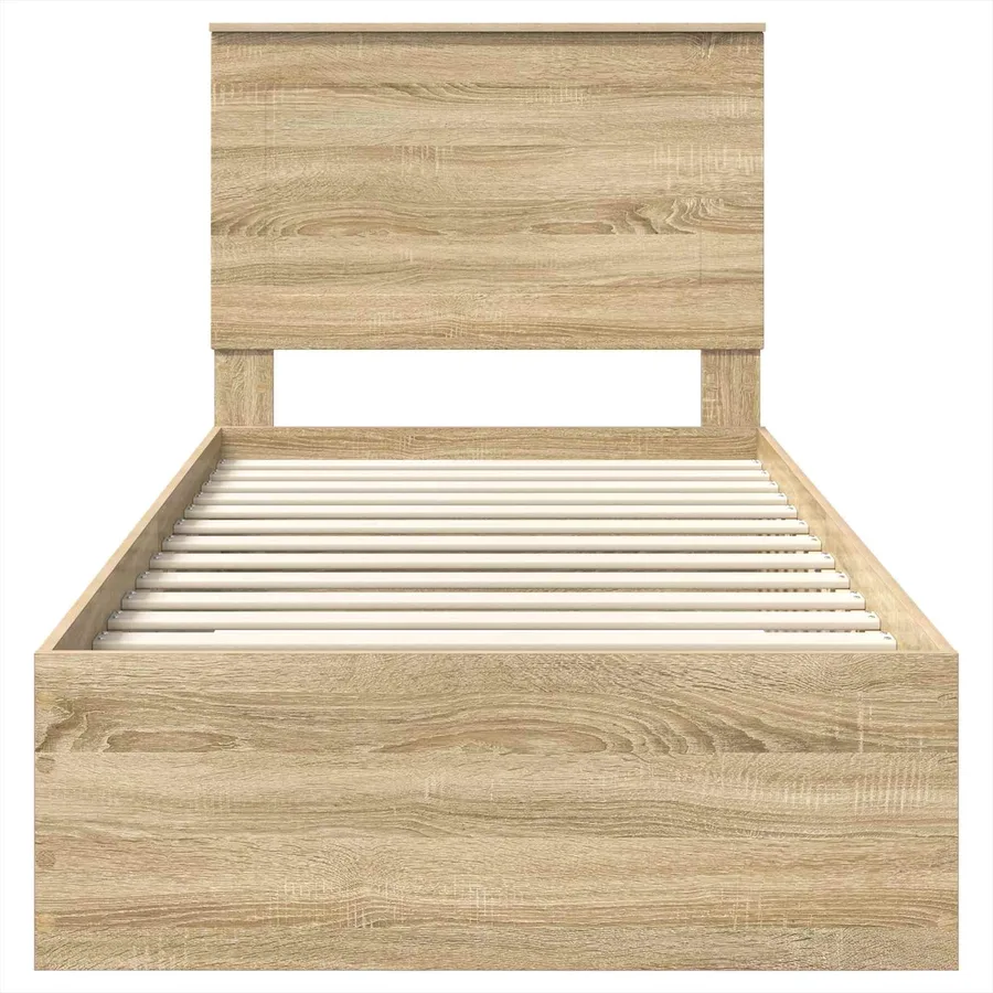 Cadre de lit avec tiroir Sonoma Chêne et Argent 75 x 190 cm - 7