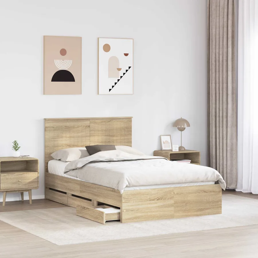 Cadre de lit Chêne Sonoma 120 x 200 cm Bois Ingénierie - 3