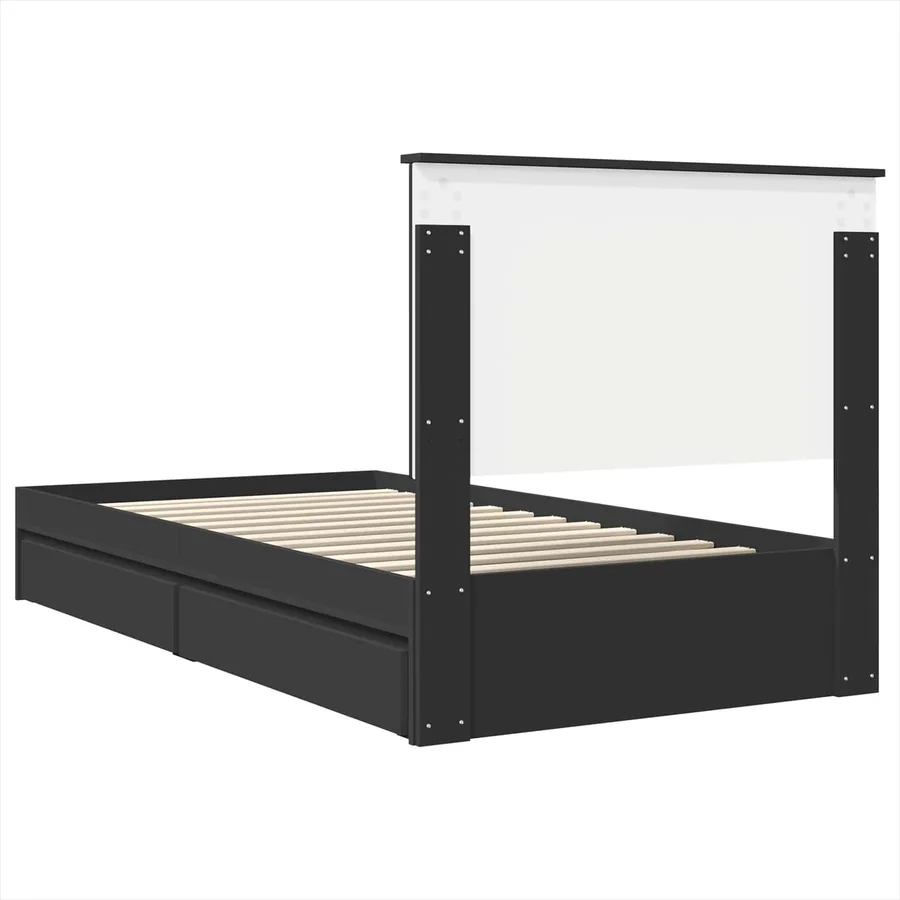 Lit de Rangement Noir 100 x 200 cm Bois d'ingénierie - 10