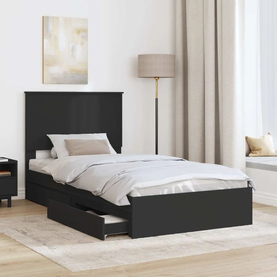 Lit de Rangement Noir 100 x 200 cm Bois d'ingénierie - 3