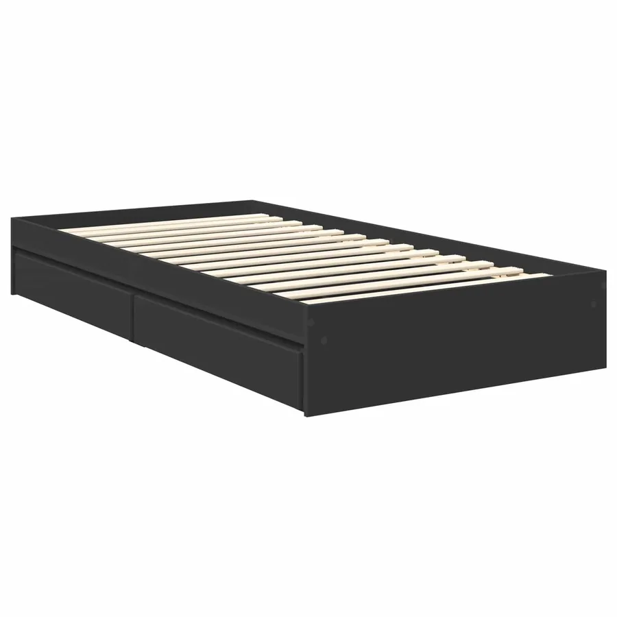 Lit de Rangement Noir 100 x 200 cm Bois d'ingénierie - 6