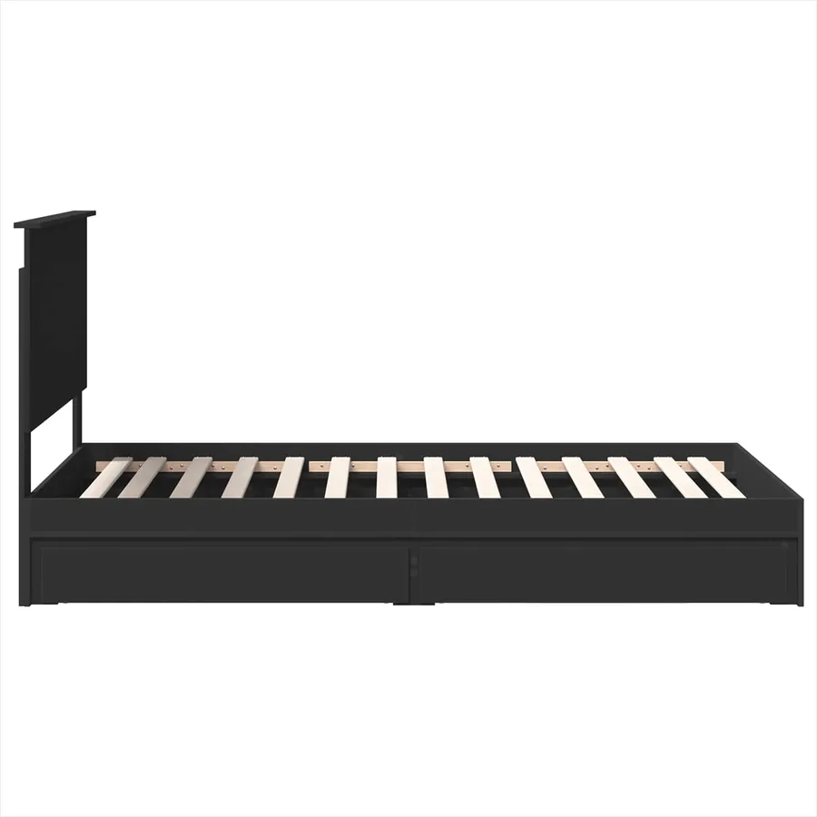Lit de Rangement Noir 100 x 200 cm Bois d'ingénierie - 9