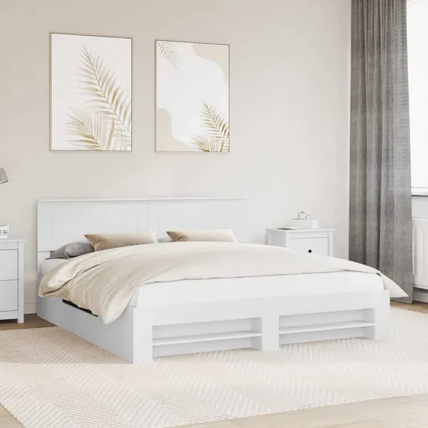 Cadre de lit Blanc 200 x 200 cm Bois d'ingénierie