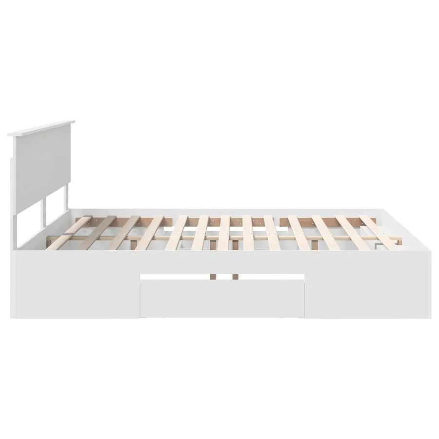 Cadre de lit Blanc 200 x 200 cm Bois d'ingénierie - 9
