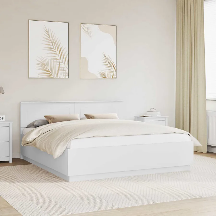 Cadre de lit Blanc 200 x 200 cm Bois d'ingénierie