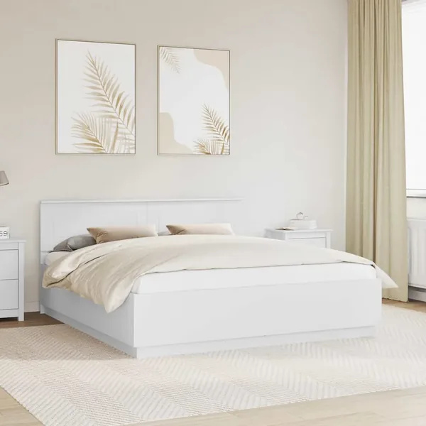 Cadre de lit Blanc 200 x 200 cm Bois d'ingénierie