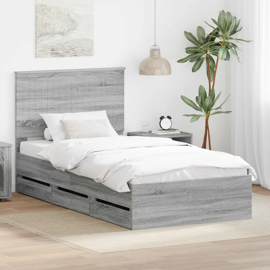 Cadre de lit Gris Sonoma 100 x 200 cm Bois Ingénierie