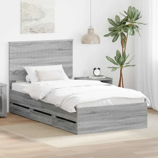 Cadre de lit Gris Sonoma 100 x 200 cm Bois Ingénierie