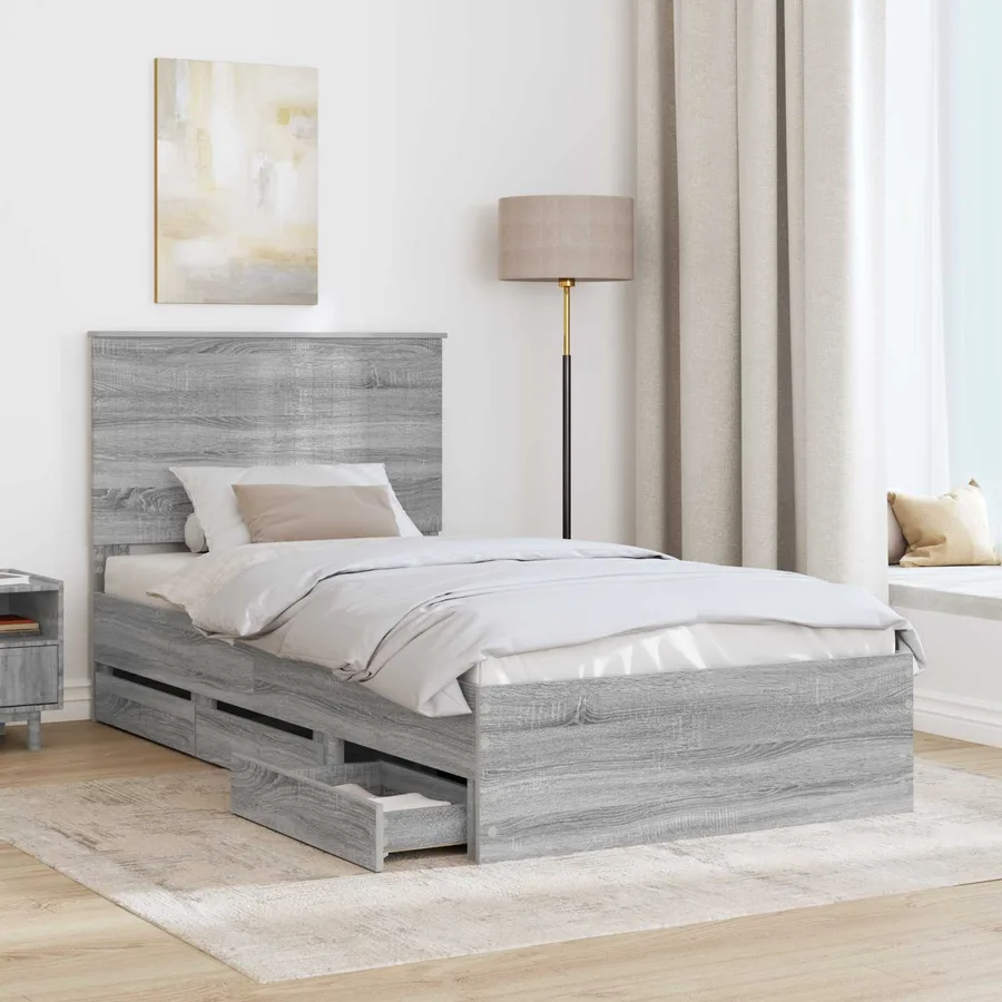 Cadre de lit Gris Sonoma 100 x 200 cm Bois Ingénierie - 3