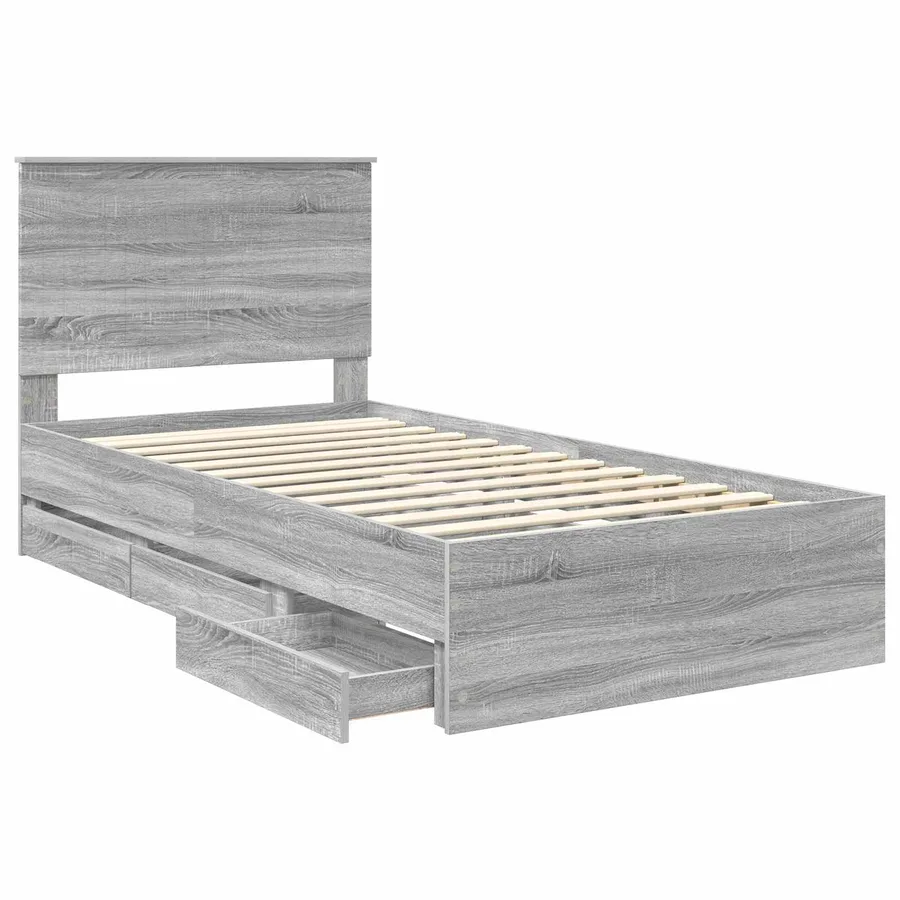 Cadre de lit Gris Sonoma 100 x 200 cm Bois Ingénierie - 5