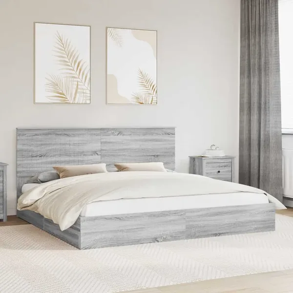 Lit de Rangement Gris Sonoma 200 x 200 cm Bois d'ingénierie