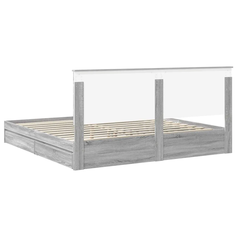 Lit de Rangement Gris Sonoma 200 x 200 cm Bois d'ingénierie - 10
