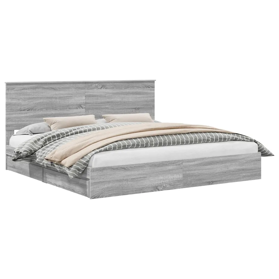 Lit de Rangement Gris Sonoma 200 x 200 cm Bois d'ingénierie - 2