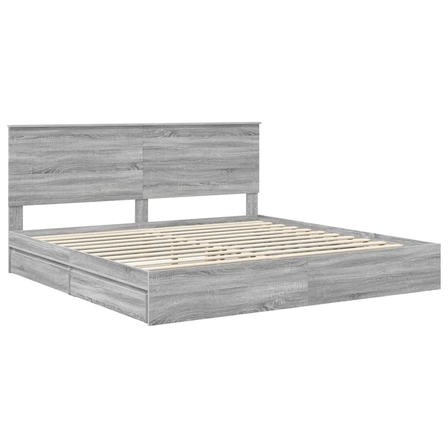 Lit de Rangement Gris Sonoma 200 x 200 cm Bois d'ingénierie - 4
