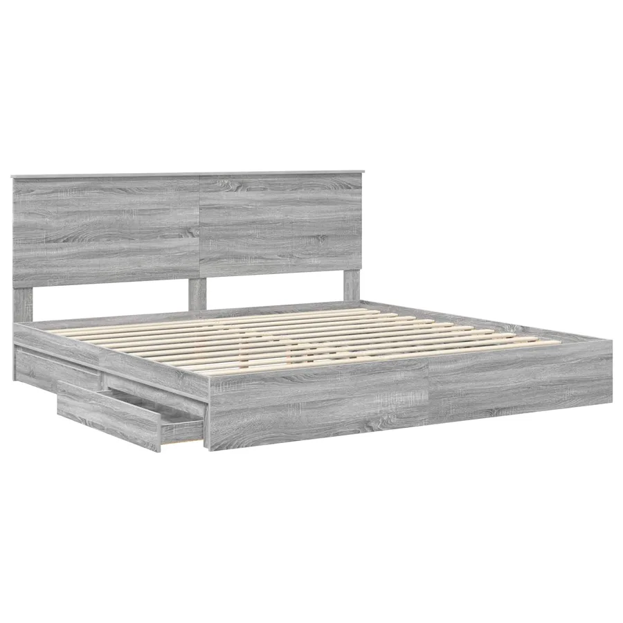 Lit de Rangement Gris Sonoma 200 x 200 cm Bois d'ingénierie - 5